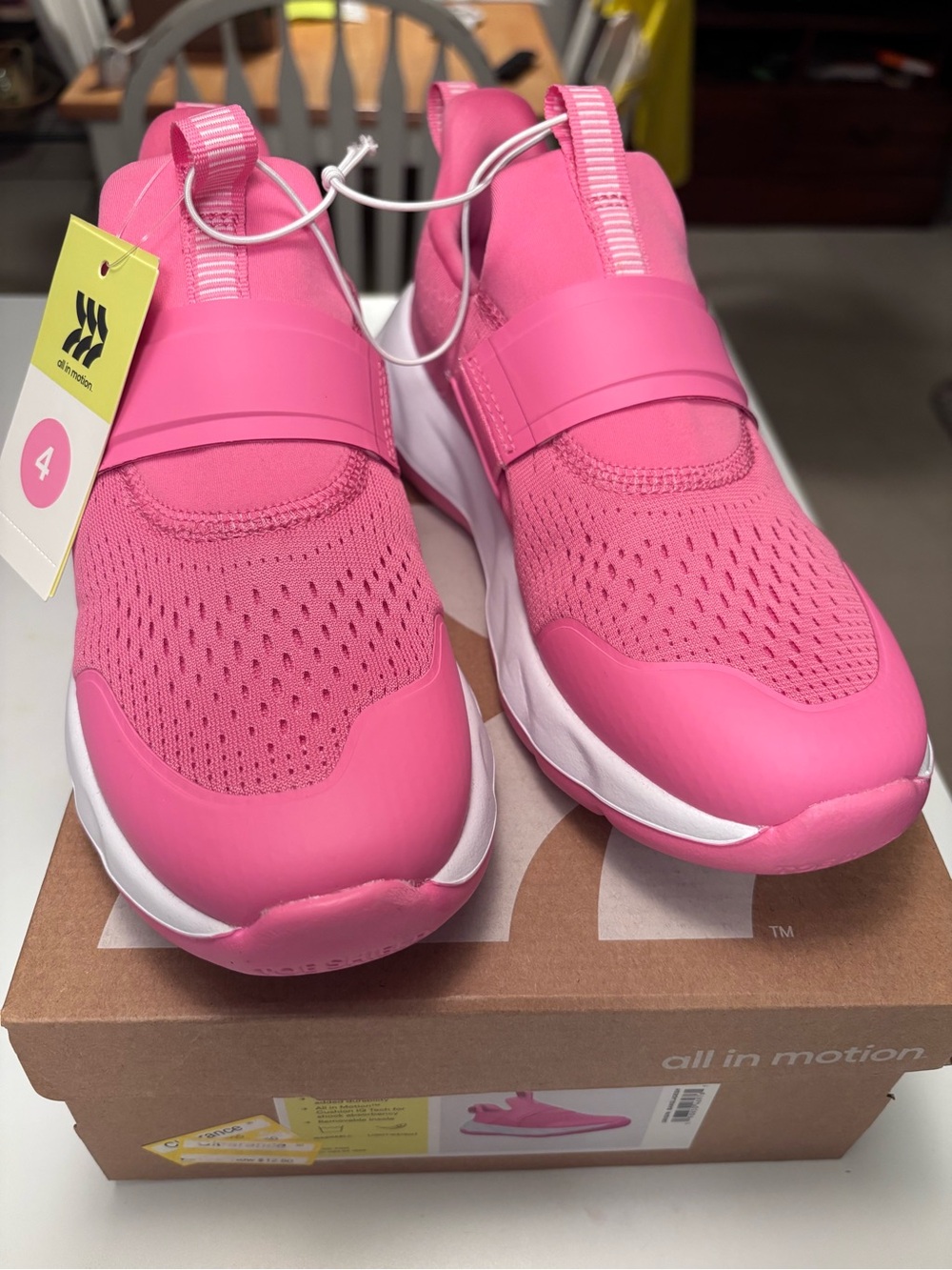All in Motion  Girls Slip-On Sneakers - Bright Pink with White Midsole